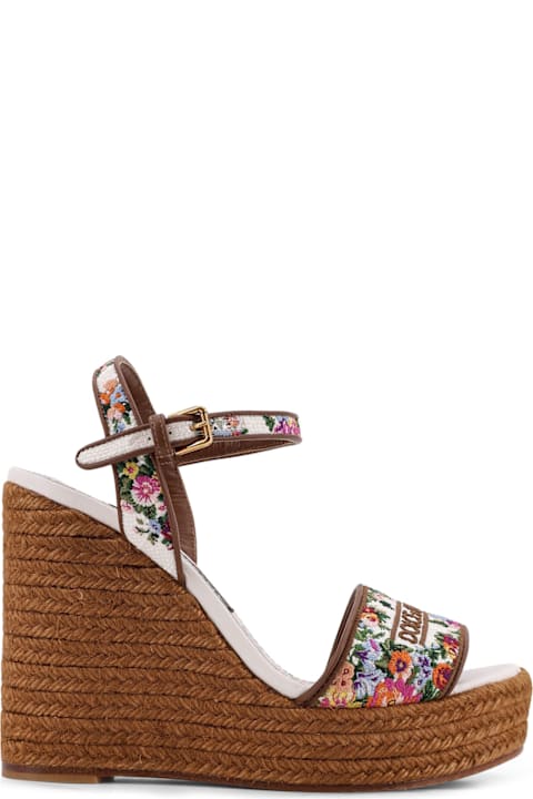 Dolce & Gabbana Raffia Sandals With Floral Embroidery