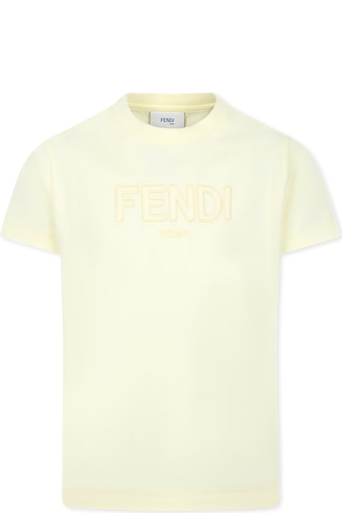 Topwear for Boys Fendi Yellow T-shirt For Kids With Logo