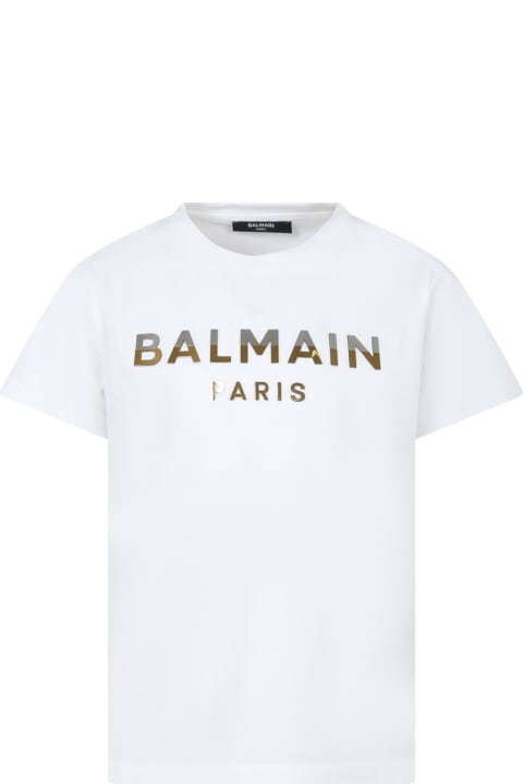 T-Shirts & Polo Shirts for Boys Balmain White T-shirt For Kids With Logo