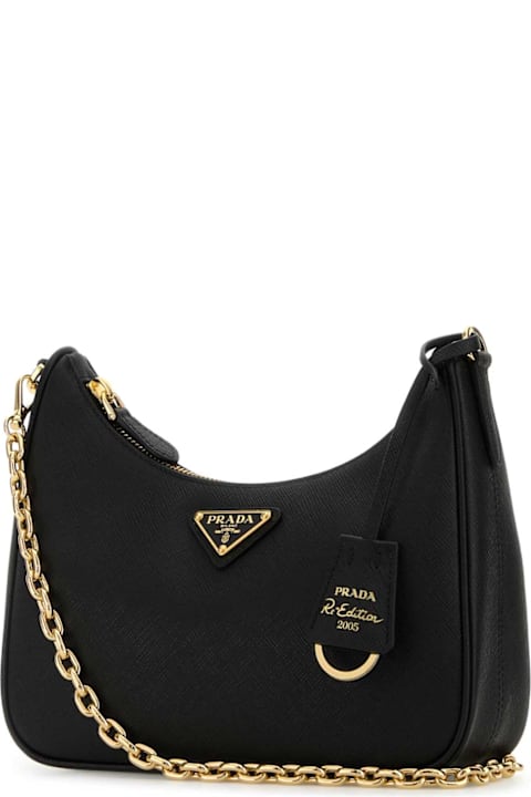 Bags for Women Prada Black Leather Re-edition 2005 Shoulder Bag