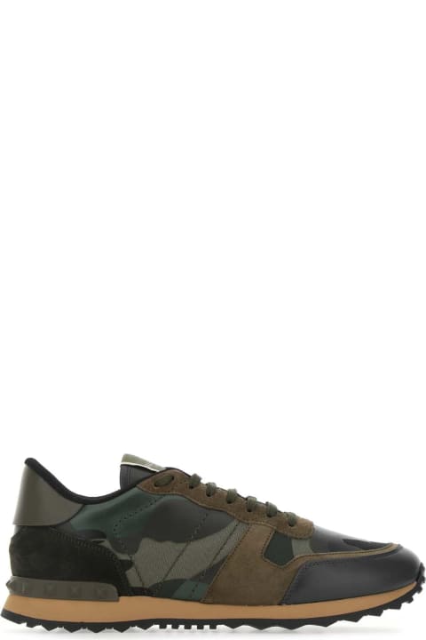Fashion for Men Valentino Garavani Multicolor Fabric And Nappa Leather Rockrunner Camouflage Sneakers
