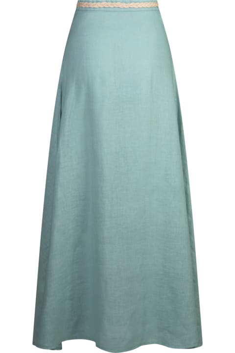Amotea Skirts for Women Amotea Charline Long Skirt In Light Blue Linen
