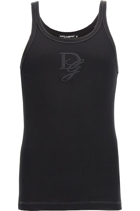 Dolce & Gabbana ملابس علوية لـ القسم الرجالي Dolce & Gabbana Logo Embroidered Tank Top