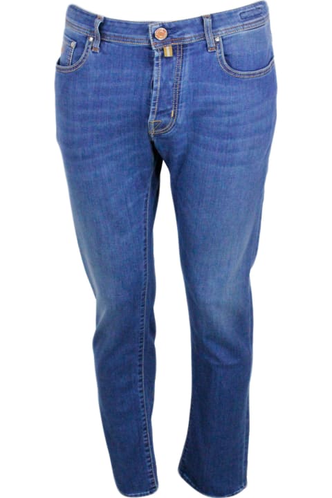 Jacob Cohen Jeans for Men Jacob Cohen Bard J688 Luxury Edition Denim Trousers In Soft Stretch Denim With 5 Pockets With Closure Buttons And Lacquered Pony Skin Button With Logo