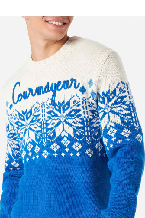 أدوات منزلية MC2 Saint Barth Man Crewneck Sweater With Courmayeur Embroidery
