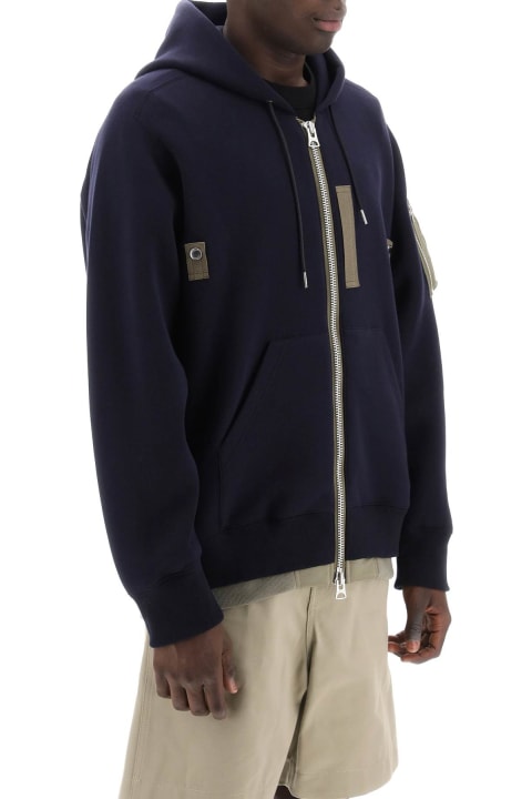 Sacai Fleeces & Tracksuits for Men Sacai Full Zip Hoodie With Contrast Trims