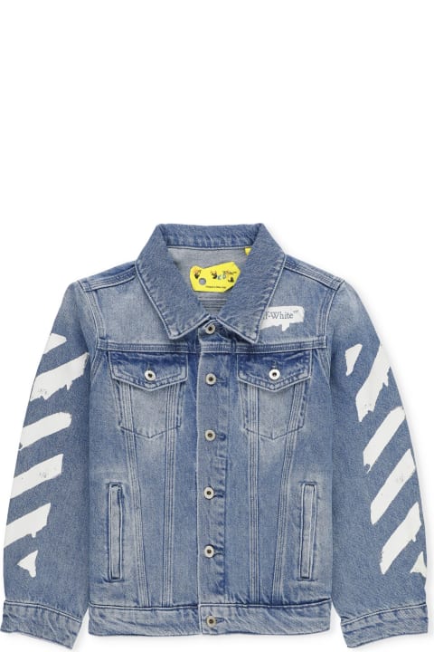 Off-White for Kids Off-White Off Stamp Plain Jeans Jacket