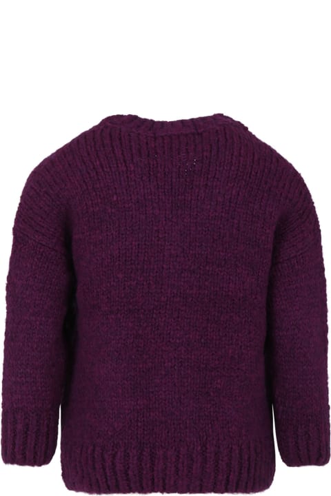 Bobo Choses Sweaters & Sweatshirts for Girls Bobo Choses Purple Cardigan For Girl With Logo