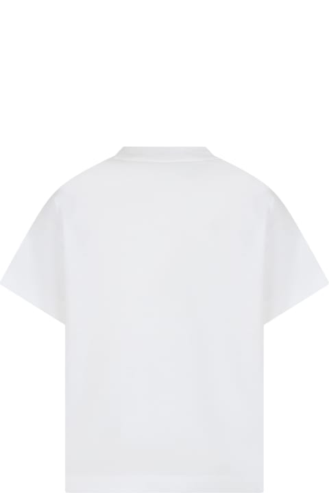 Fendi Topwear for Boys Fendi White T-shirt For Boy With Print And Ff