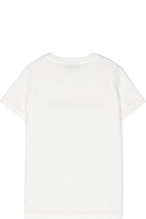 Missoni قمصان بياقة دائرية وقمصان البولو لـ بنات Missoni White T-shirt With Multicoloured Logo