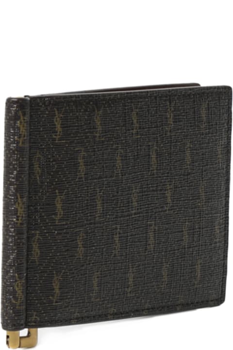 Leather Wallet With All-over Monogram Motif