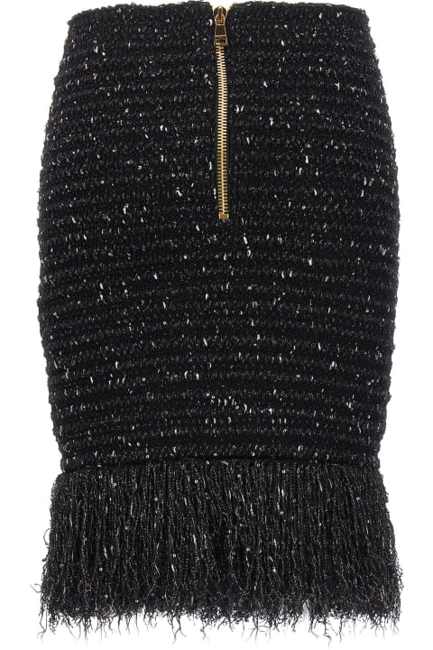 Balmain for Women Balmain Fringed Lurex Tweed Skirt