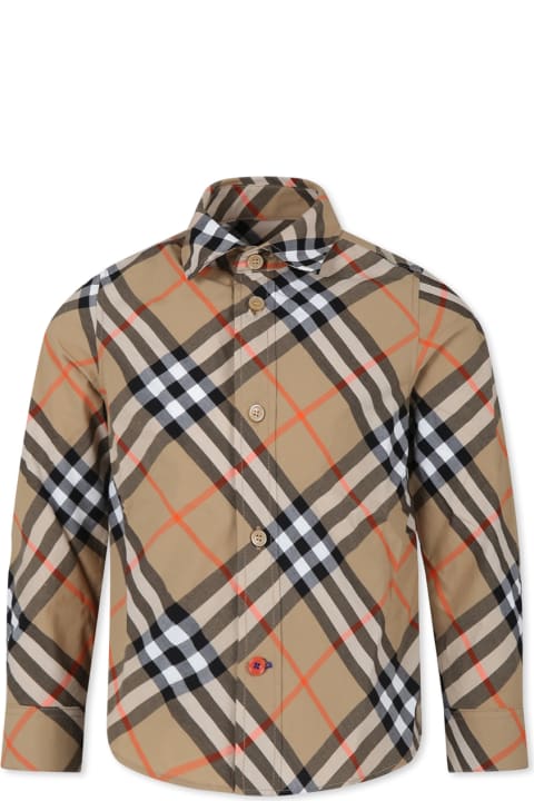 Homeware Burberry Beige Shirt For Boy With Vintage Check