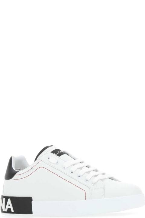 Dolce & Gabbana Shoes for Men Dolce & Gabbana White Nappa Leather Portofino Sneakers
