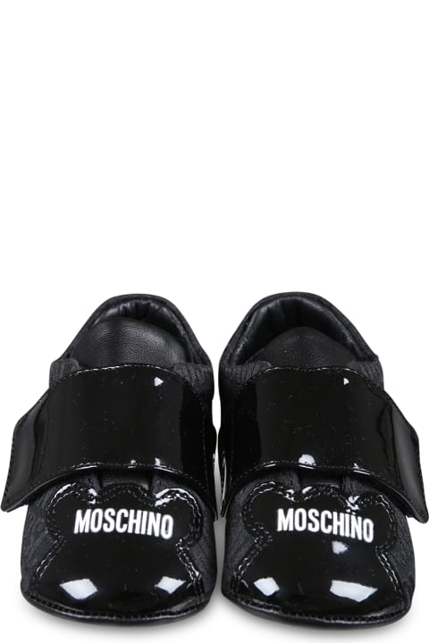 Shoes for Baby Girls Moschino Black Sneakers For Babykids With Logo
