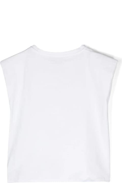 Miss Blumarine T-Shirts & Polo Shirts for Girls Miss Blumarine White T-shirt With Multicolor Rhinestone Logo