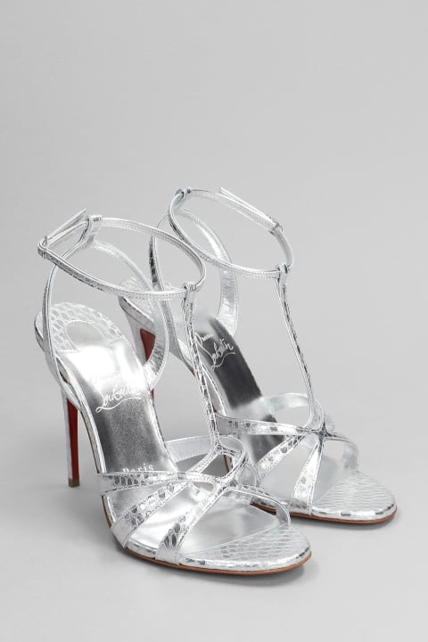 Christian Louboutin Sandals for Women Christian Louboutin Tangueva 100 Sandals In Silver Leather