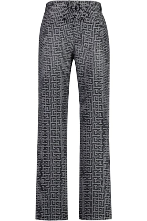 Balmain الجينز لـ القسم الرجالي Balmain Monogrammed Jacquard Denim Jeans