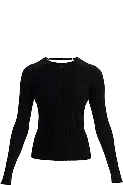 Courrèges Sweaters for Women Courrèges Black Viscose And Polyester Sweater With Drop Neckline