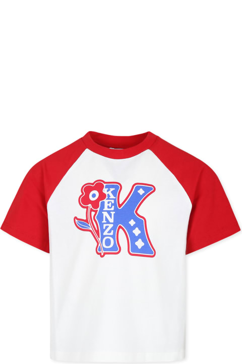 Fashion for Kids Kenzo Kids Ivory T-shirt For Girl With K Flower