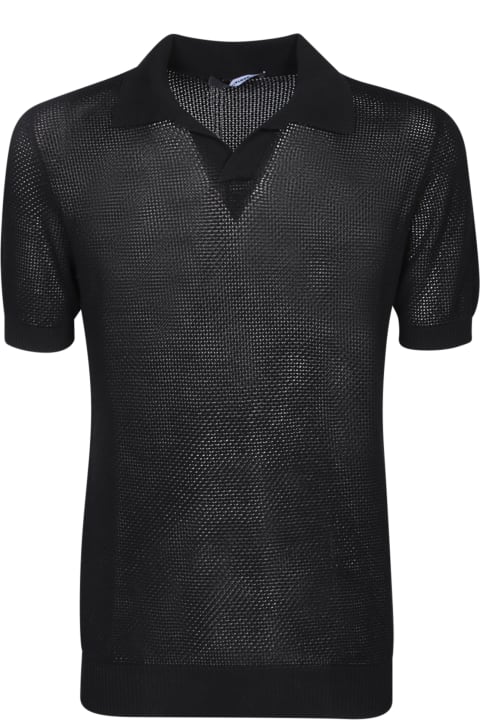 Tagliatore for Men Tagliatore Crochet Black Polo Shirt