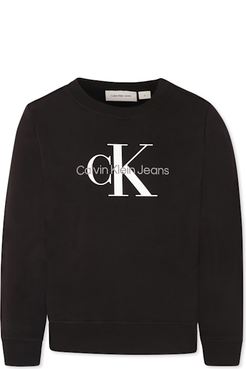 Calvin Klein Topwear for Boys Calvin Klein Black Sweatshirt For Kids With Logo