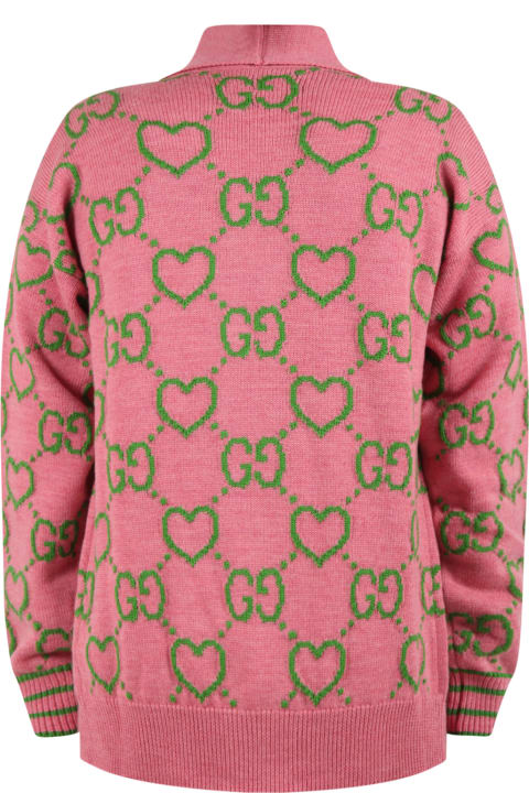 Pink Cardigan For Gilr With Green Gg