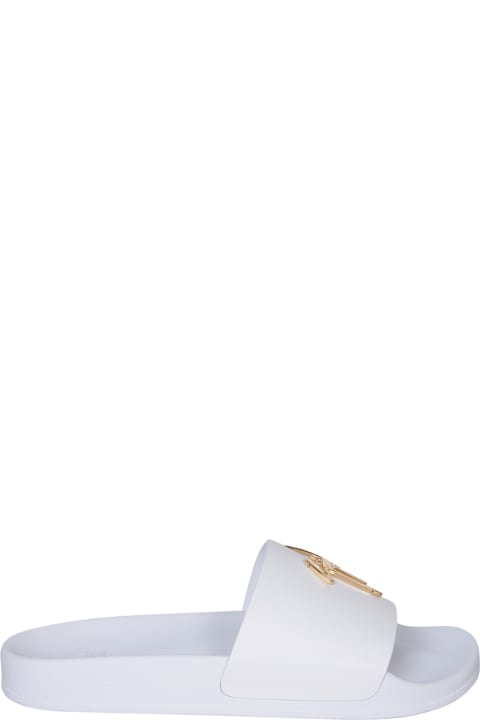 Giuseppe Zanotti Other Shoes for Women Giuseppe Zanotti Logo White/gold Slides