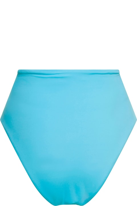 self-portrait for Women self-portrait High Waisted Bikini Bottoms With Ruched Detailing In Turquoise Polyamide Woman