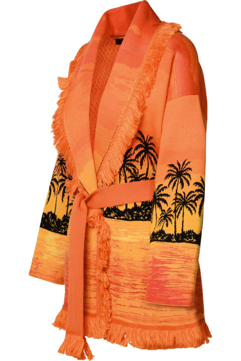 Alanui for Women Alanui 'kerala Sunset' Orange Wool Blend Cardigan