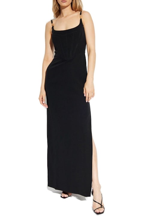 Versace فساتين لـ السيدات Versace Spaghetti Strap Slit-detailed Dress