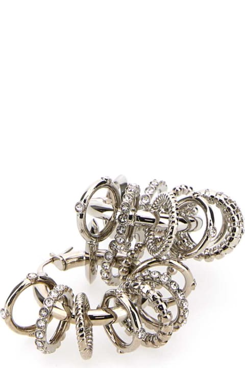 Jewelry Sale for Women Amina Muaddi Silver Metal Multi Ring Earrings