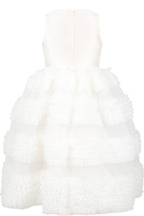 Dresses for Girls Elie Saab White Dress For Girl With Logo