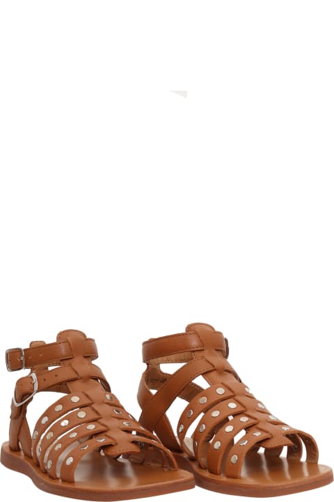 Shoes for Boys Pom d'Api Slave Sandals With Studs