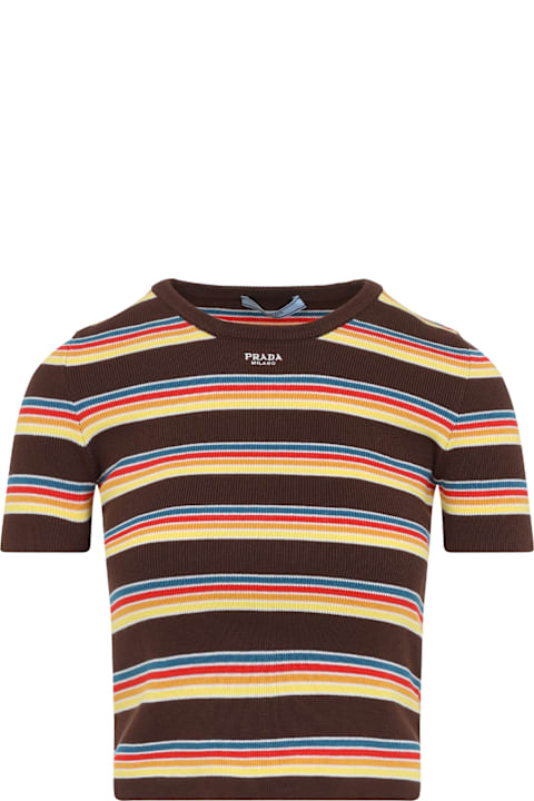 ウィメンズ Pradaのフリース＆ラウンジウェア Prada Striped T-shirt