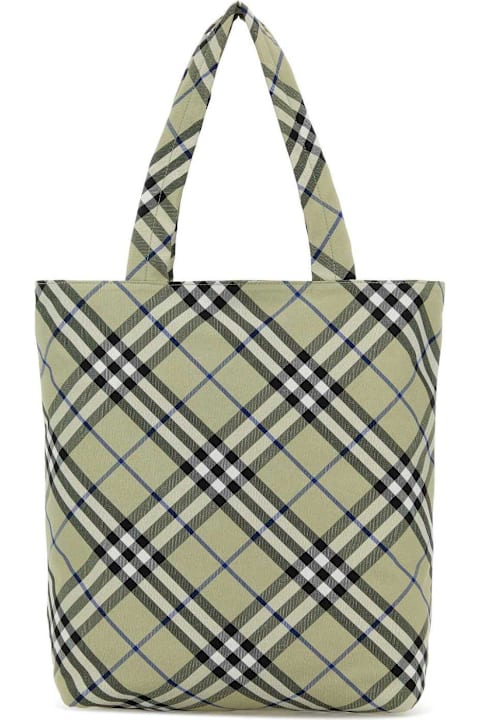 Totes for Men Burberry Equestrian Knight-embroidered Checked Tote Bag