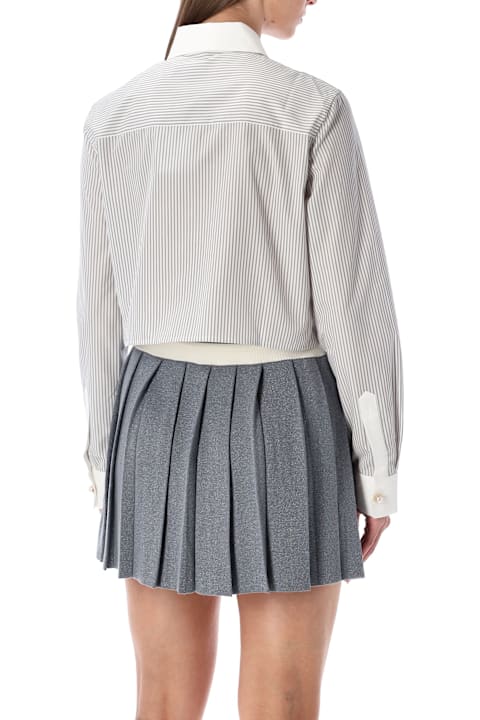 Homeware Casablanca Casablanca Cropped Striped Shirt With Floral Embroidery