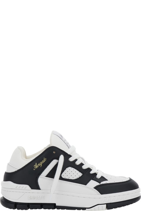 Homeware Axel Arigato 'area Lo' Black And White Low Top Sneakers With Laminated Leather In Leather Blend Woman