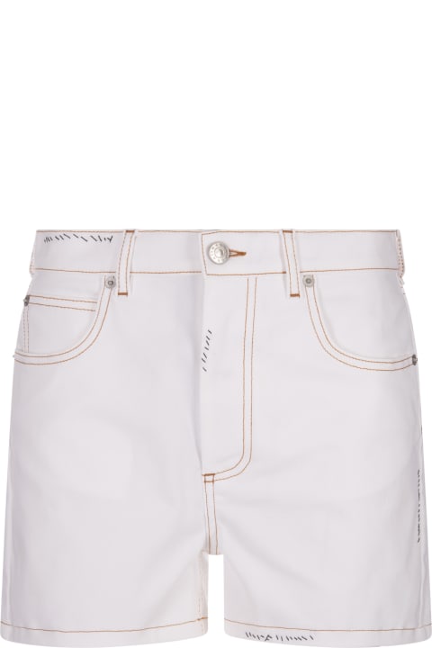 Pants & Shorts for Women Marni White Denim Shorts With Flower Appliqué