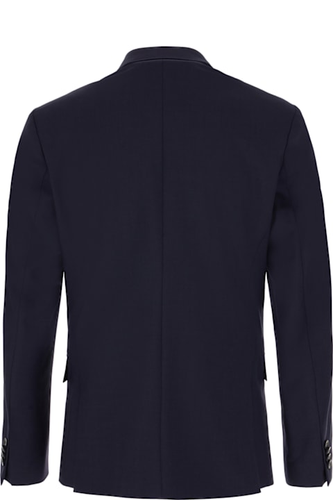 Calvin Klein for Men Calvin Klein Navy Blue Stretch Wool Blend Blazer
