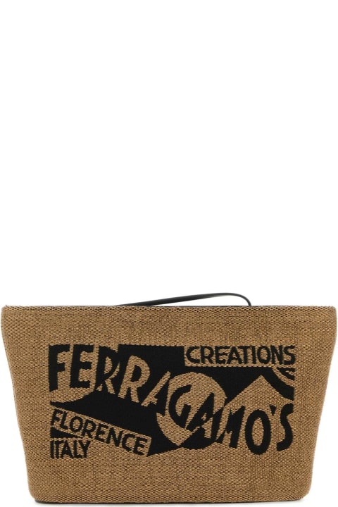 Ferragamo Clutches for Women Ferragamo Camel Fabric Pouch