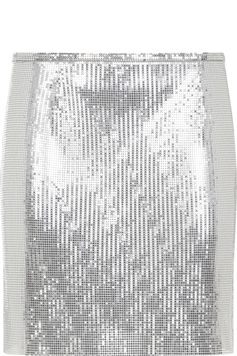 Paco Rabanne لـ Women Paco Rabanne Metallic Miniskirt With High Waist And Chainmail Detail In Tech Fabric