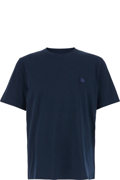 メンズ Jacob Cohenのトップス Jacob Cohen Blue T-shirt With Logo Patch In Cotton Man