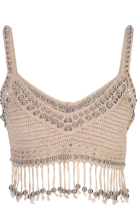 Paco Rabanne Underwear & Nightwear for Women Paco Rabanne Beige Crochet Top With Pearls