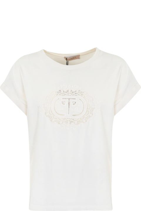 TwinSet Topwear for Women TwinSet T-shirt With Lace Logo