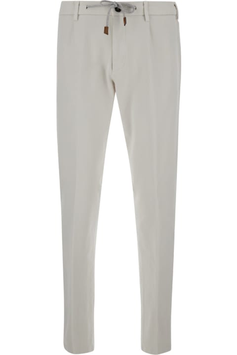 Eleventy سراويل لـ القسم الرجالي Eleventy White Jogger Pants With Drawstring In Stretch Cotton Man