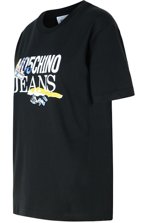 インテリア M05CH1N0 Jeans Black Cotton T-shirt