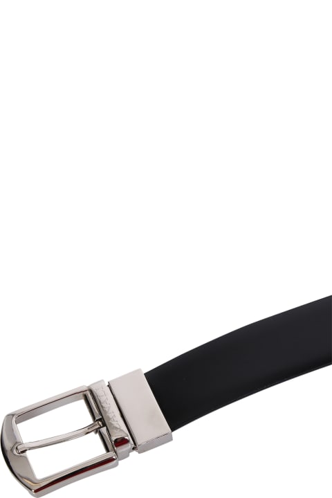 Canali Belts for Men Canali Engraved-logo Black Belt