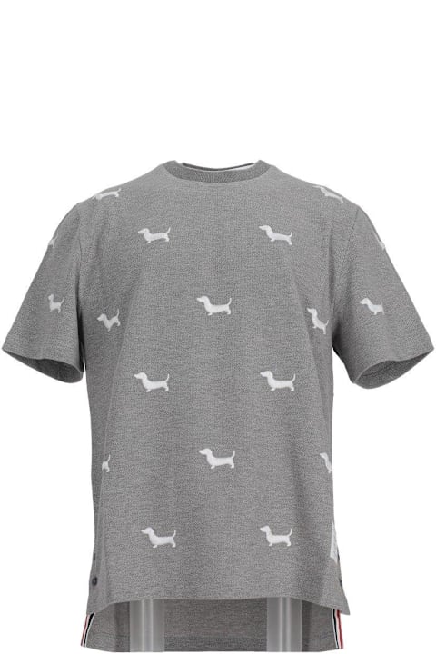 Thom Browne Topwear for Men Thom Browne Dog-embroidered Crewneck T-shirt