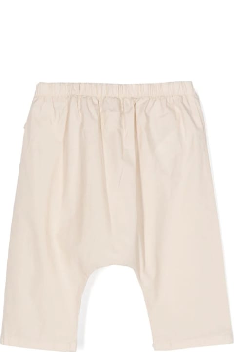 Bottoms for Baby Boys Teddy & Minou Beige Stretch Cotton Trousers With Drawstring